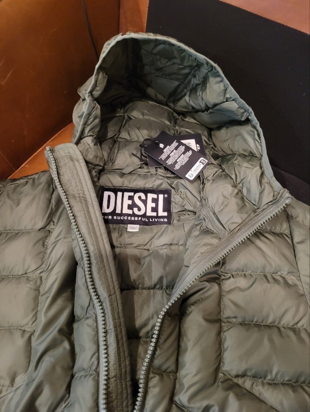 Diesel Hooded Olive Puffer Jacket